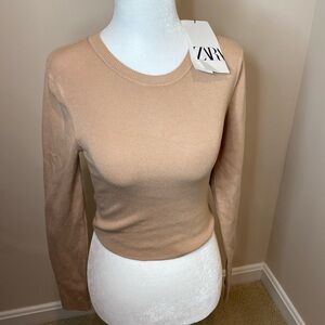 NWT Zara Tan Neutral Cropped Sweater Top